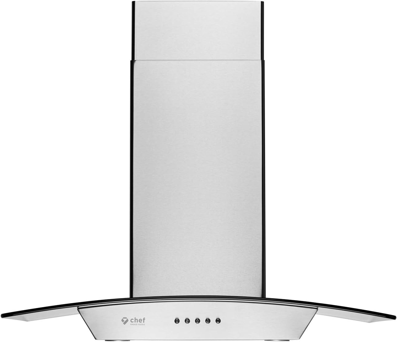 Hauslane | Chef Series Range Hood WM-630 36" Wall Mount Range Hood | European Style with Stainless Steel and Tempered Glass | 3 Speed, 750 CFM, LED Lamps | Ducted or Ventless