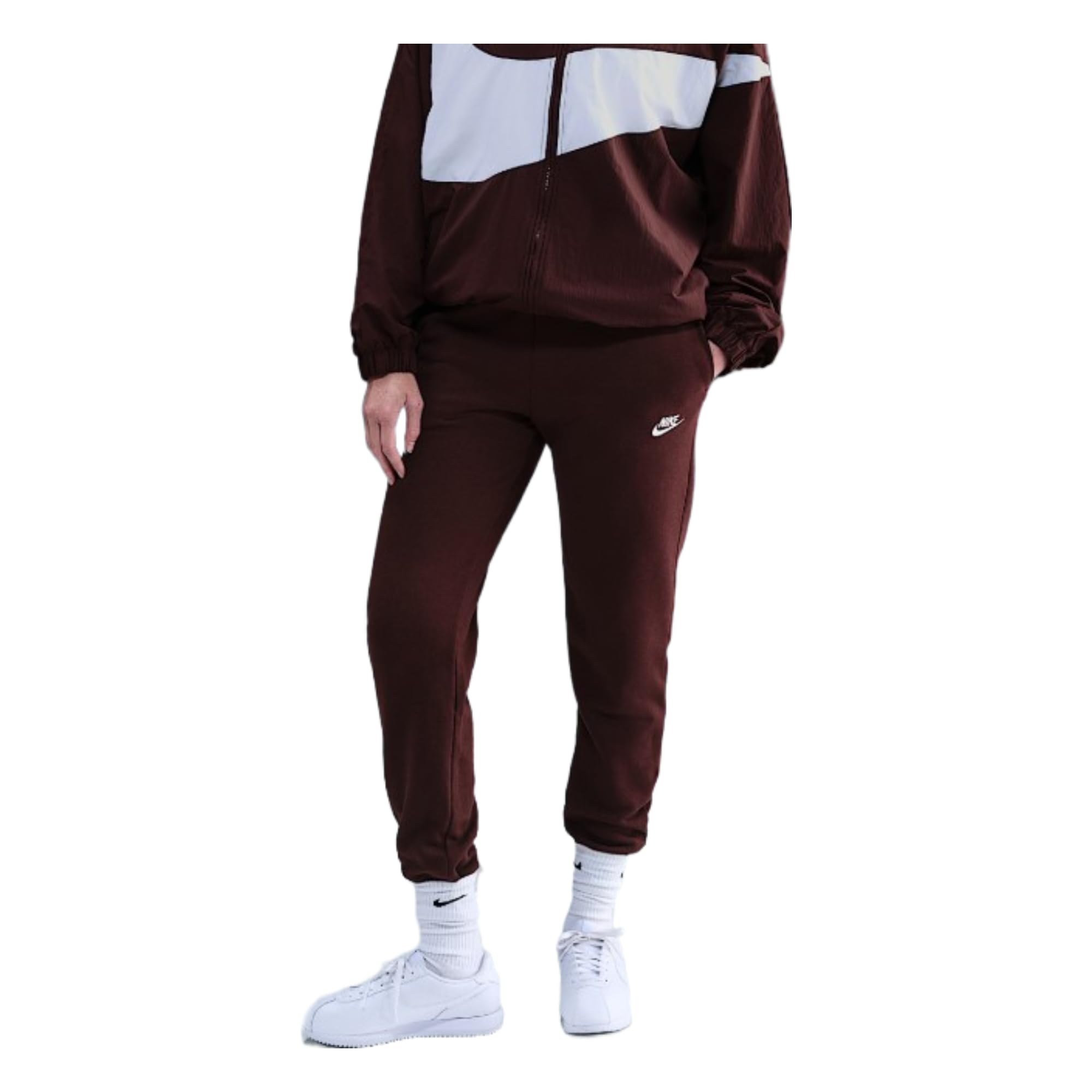 Nike Women's Sportswear Club Fleece Mid-Rise Joggers, Burgundy Crush/White, Medium Image