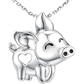 Sterling Silver Animals Pendant Necklace Cute Animal Lover Jewelry Birthday for Women Daughter Wife (Pig)