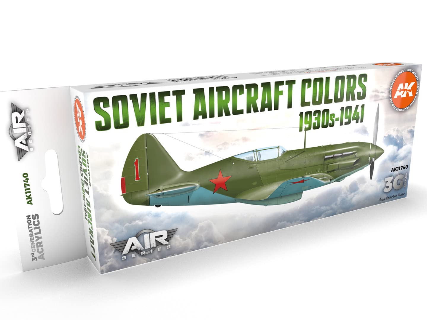 AK Acrylics 3Gen Aircraft Set AK11740 Soviet Aircraft Colors 1930s-1941 Set 3G (8x17ml)
