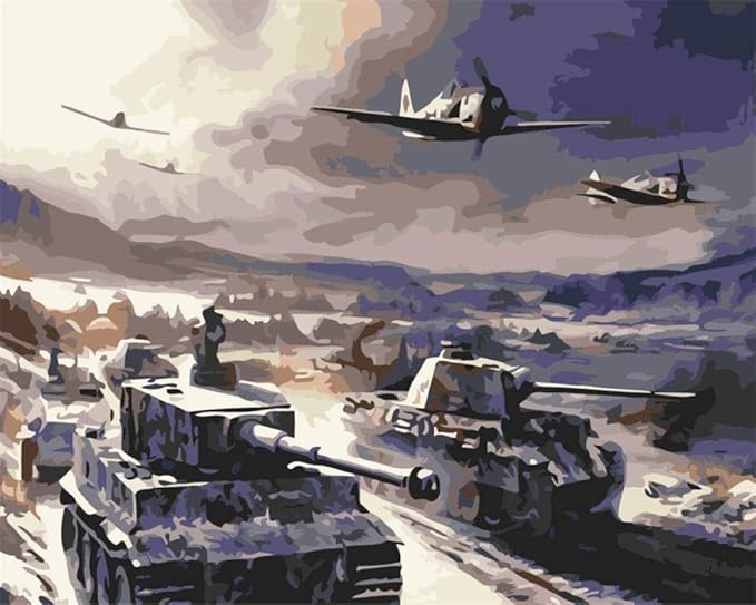 DIY Oil Painting Aircraft tank military Painting by Numbers Kits for