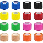 Clooflar 16 Pack Self Adhesive Bandage Wrap, 1" X 5 Yards Multi-Colored Elastic Cohesive Bandage for Sports,Wrist Ankle,Vet Wrap,Grip Tape