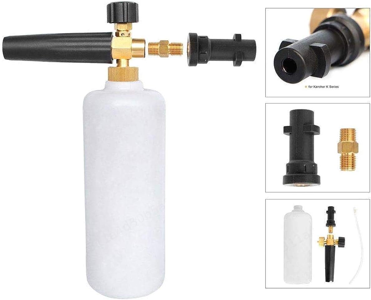 iMiMi Foam Cannon Snow Nozzle Lance Nozzle Soap Dispenser Compatible Adjustable with Karcher Pressure Washer K1/K2/K3/K4/K5/K6/K7 with Waterproof Tape for Car Washing Cleaning