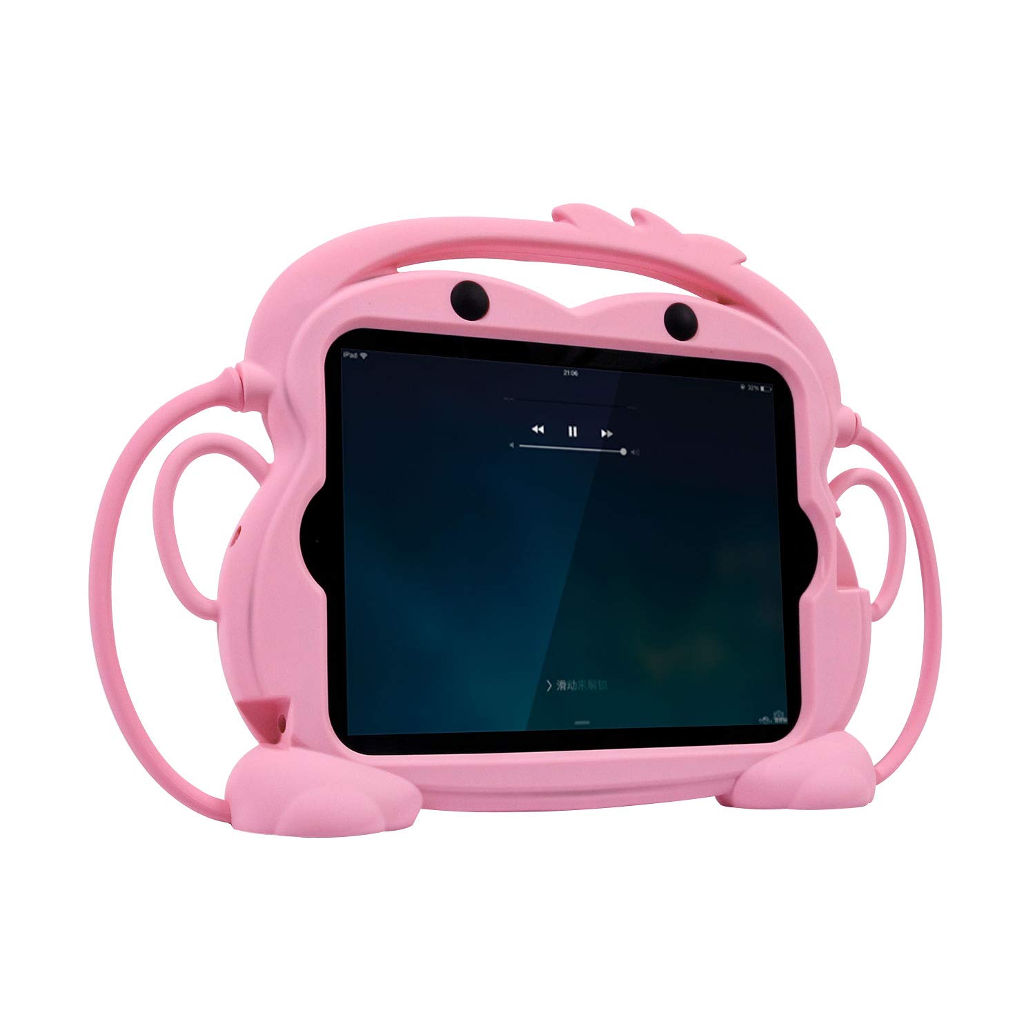 CHIN FAI iPad 2 3 4 Case for Kids, Child Proof Silicone Protective Car Case Cute Monkey Handle Stand Cover for Apple iPad 2nd 3rd 4th Generation(Pink)