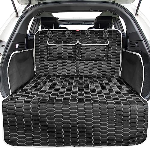 Oasser Car Cover for Dogs with 2 Large Pockets, Waterproof, Anti-Slip, Dustproof, 185 x 103 cm with Side Protection and Bumper, Machine Washable, Universal for Cars and SUVs, Black