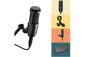 AUDIO-TECHNICA Audio Technica AT2020 Condenser Studio Microphone Bundle with Pop Filter and XLR Cable