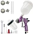 HVLP 1.3/1.8mm Air Spray Gun Kit with 400ml No Clean Cup and Adaptor(16 * 1.5mm Thread), Easy to Use, Automotive Paint Sprayer,Sprayer for Automotive, Furniture, Varnish and Topcoat (Purple)