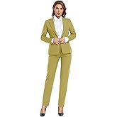 Women's Suits for Work Professional, 2 Piece Office Work Suit Set, Women's Suit Formal Wear Yellow M