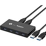 USB 3.0 Switch Selector, 2 Computer Sharing 4 USB Devices, KVM Switcher Box for Mouse Keyboard Scanner Printer PC, with One B