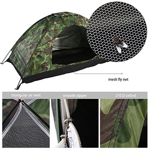Aufee Tent, Outdoor Camouflage UV Protection Polyester Waterproof Beach Individual Backpacking Shelter Tent for Camping Hiking Traveling