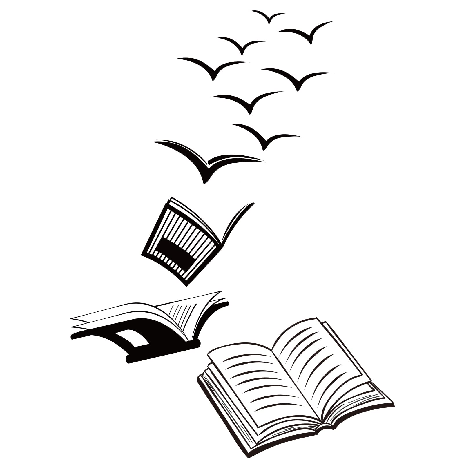 SUPERDANT Book Wall Stickers Reading Corner Decals Stickers for Wall ClassroomSticker Book and Bird Decal Educational Art Decor Peel and Stick for Study Room Classroom Bedroom Back to School