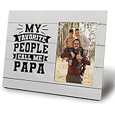 Mancheng-zi Papa 4x6 Picture Photo Frame, Dad Gifts for Birthday Christmas from Daughter Son, My Favorite People Call Me Papa Wooden Picture Frames for Desk Tabletop Wall Decoration Display