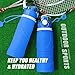 Collapsible Water Bottle Outdoor Bottle Portable Sports Silicone Flexible Leak-Proof Bottle Lightweight Foldable Reusable Camping Hiking Traveling Walking Running Smart Hydration Solution 750ml-Blue