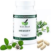 M.D. Blend Brain Support for Memory and Focus - Brain Supplement for Memory & Neural Function - Premium L-Tyrosine, Phosphatidylserine, Bacopa Monnieri Focus Supplement, 30 Capsules (Pack of 1)