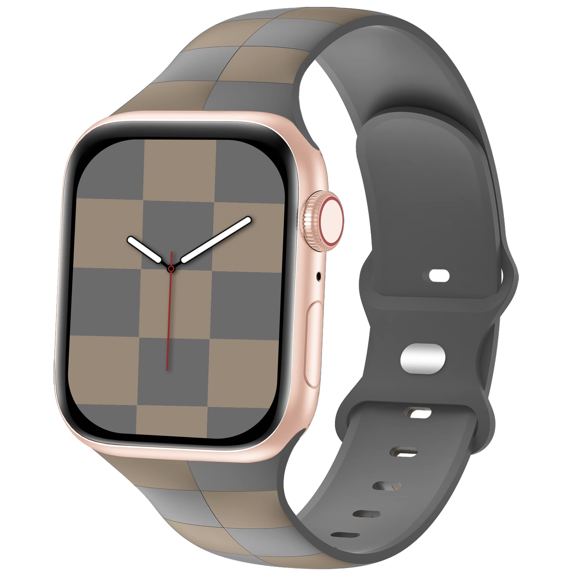 Luxury Checkered Designer Bands Compatible with Apple Watch Band 38mm 40mm 41mm Women Men,Soft Silicone Sport Strap Replacement Wristbands for iWatch Series 11 10 9 8 Ultra/2/3 7 6 5 4 3 2 1 SE/3