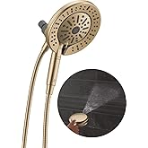 Delta 6-Setting In2ition 2-in-1 Dual Shower Head with Handheld High Pressure ProClean Spray, Brushed Gold Detachable Shower Head with Hose, 1.75 GPM Flow Rate, Champagne Bronze 75655CZ