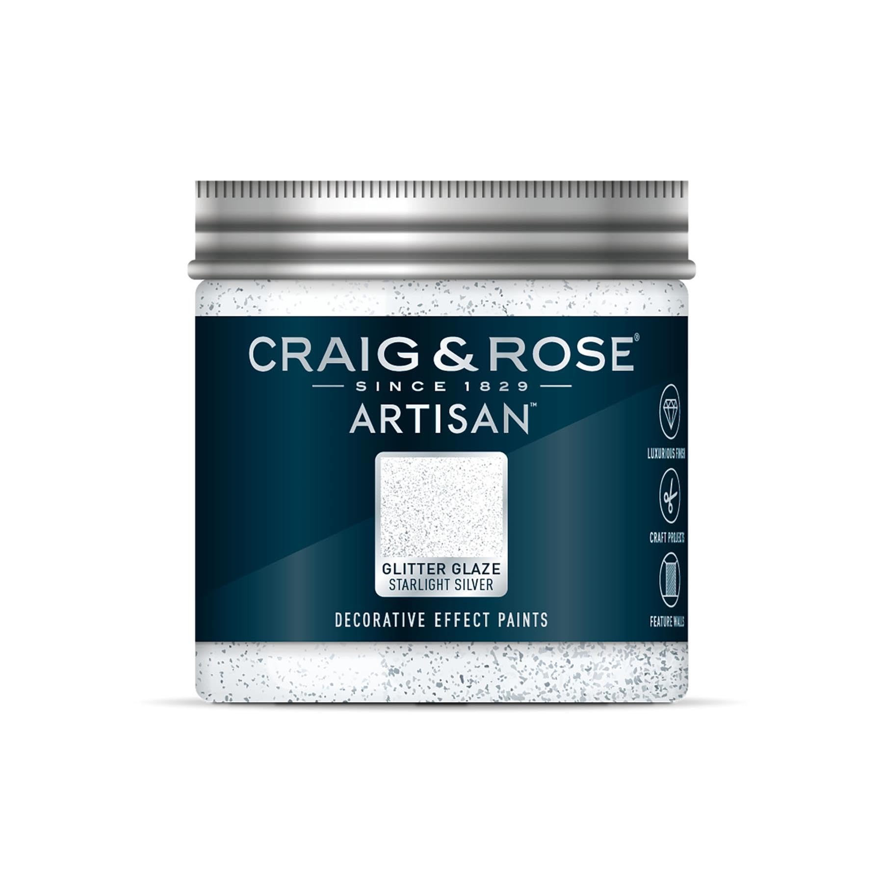 Craig & Rose 940164 - Artisan Glitter Glaze - Starlight Silver 300ML