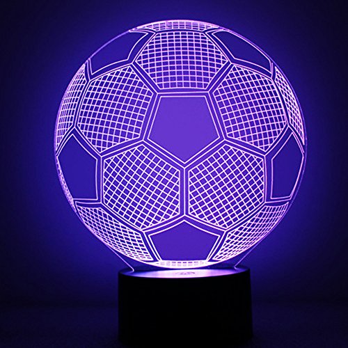 3D Soccer Ball Lamp, Optical Illusion Night Light for Room Decor & Baby Nursery, Cool Gifts for Kids, Girls, Boys & Sports Guy, 7 Color Changing Toys with Battery Backup by WANTASTE - Thumbnail 2
