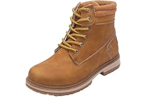 Athlefit Women's Work Waterproof Hiking Combat Boots Lace up Low Heel Booties Ankle Boots