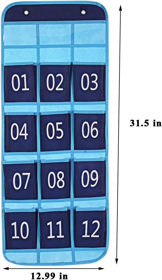 Zmmyr 12 Pockets Pocket Chart Teaching Materials Numbered Classroom Pocket Charts for Cell Phones Holder with Design Slogan Column : Office Products