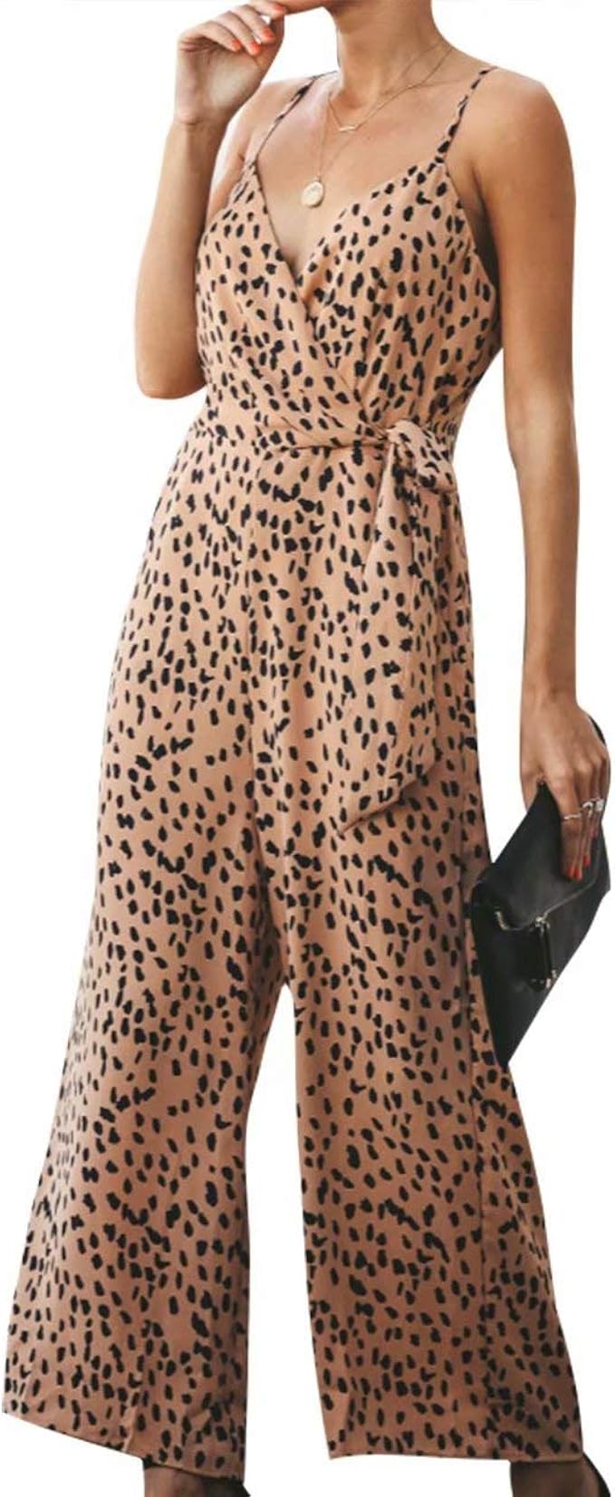 tan polka dot jumpsuit