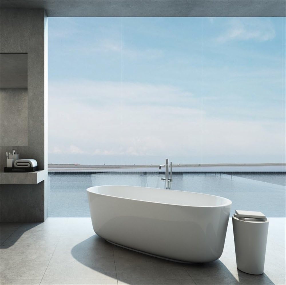Amazon Com Lfeey 8x8ft Beach Spa Bathroom Photography Background 3d Seaside Glass Window Hotel Apartment Luxurious White Modern Room Interior Bathtub Backdrop Photo Studio Props Camera Photo