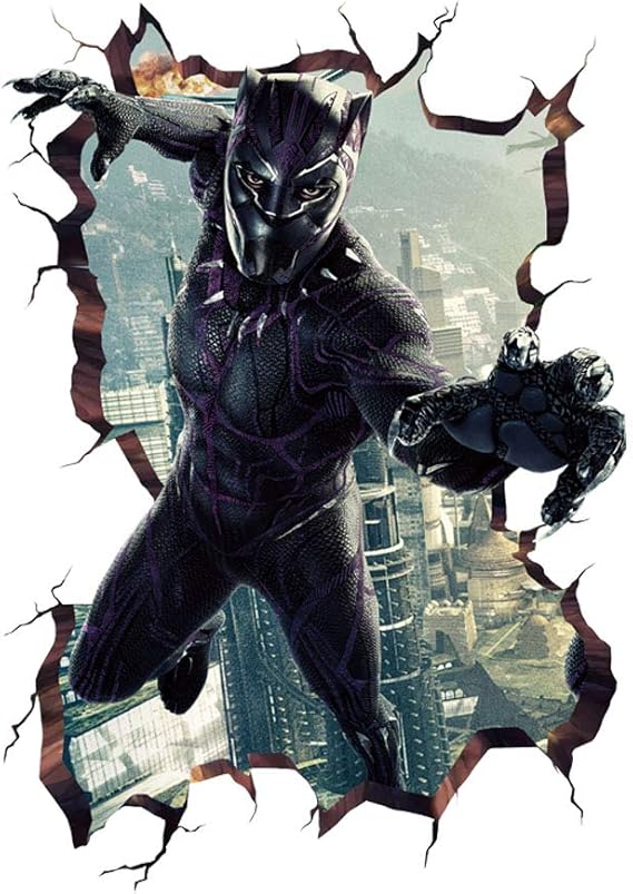 MOE MOE Black Panther Wall Stickers Marvel Wall Decal 3D
