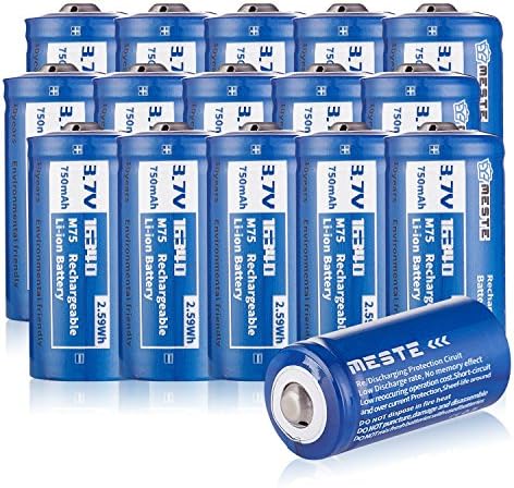 MESTE CR123a Li-ion Rechargeable Battery,3.7v 700mAh 16340/RCR123A Batteries For Flashlight,Arlo Cameras 15PACK (M70)