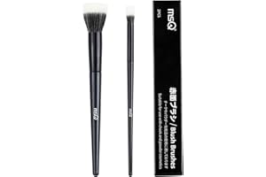 MSQ Stipple Blush Brushes, 2PCS Duo Fiber Stippling Brush Flat Top Double Stipple Makeup Brush, Great for Blending, Highlight