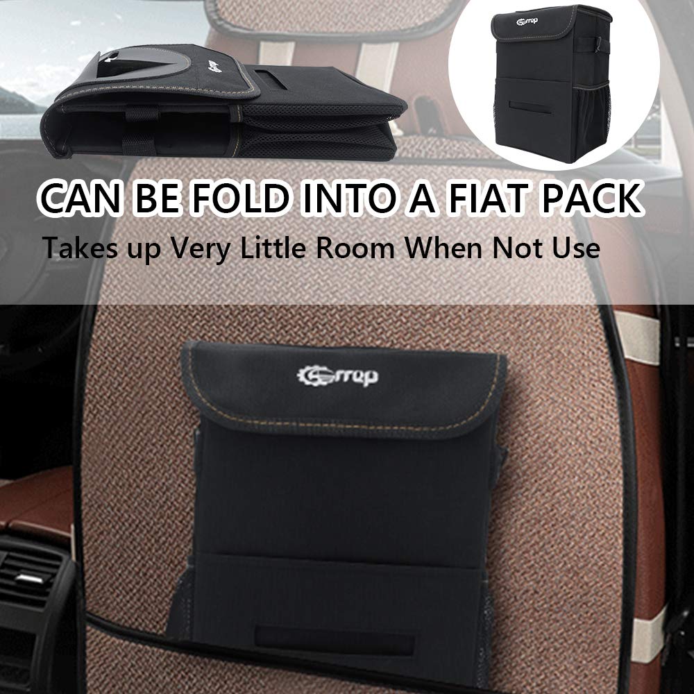 Carrep Car Trash Can with Lid,Compact 2.2 Gallon Vehicle Trash Can Hanging Car Trash Bag Garbage Can Waterproof Car Trash Bin