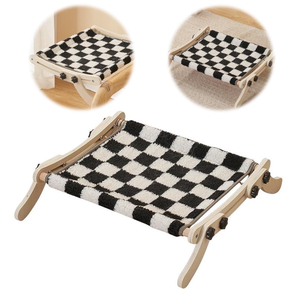 Lidzopas Cat Hammock Radiator, Cordless Cat Window Perch Foldable Hanging Cat Bed Adjustable Wood Cat Radiator Beds Cat Window Beds Holds Up 18kg For Home Living Room