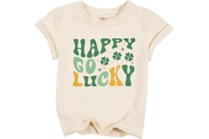 HEBBE St Patrick's Day Kids Shirt Happy Go Lucky T Shirt Lucky Graphic Shirts for Toddler Baby Girl Short Sleeve Tops