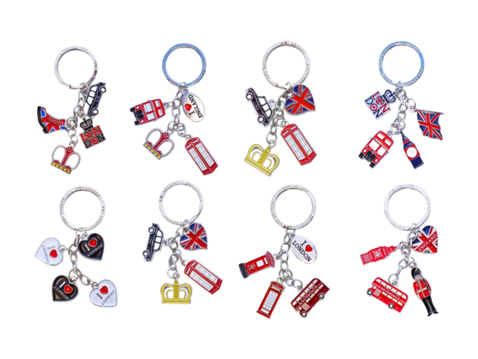 Yasirona ShopEwebb Set of 10 London UK British Icons Mix Souvenir Metal Key Rings/Key Chain