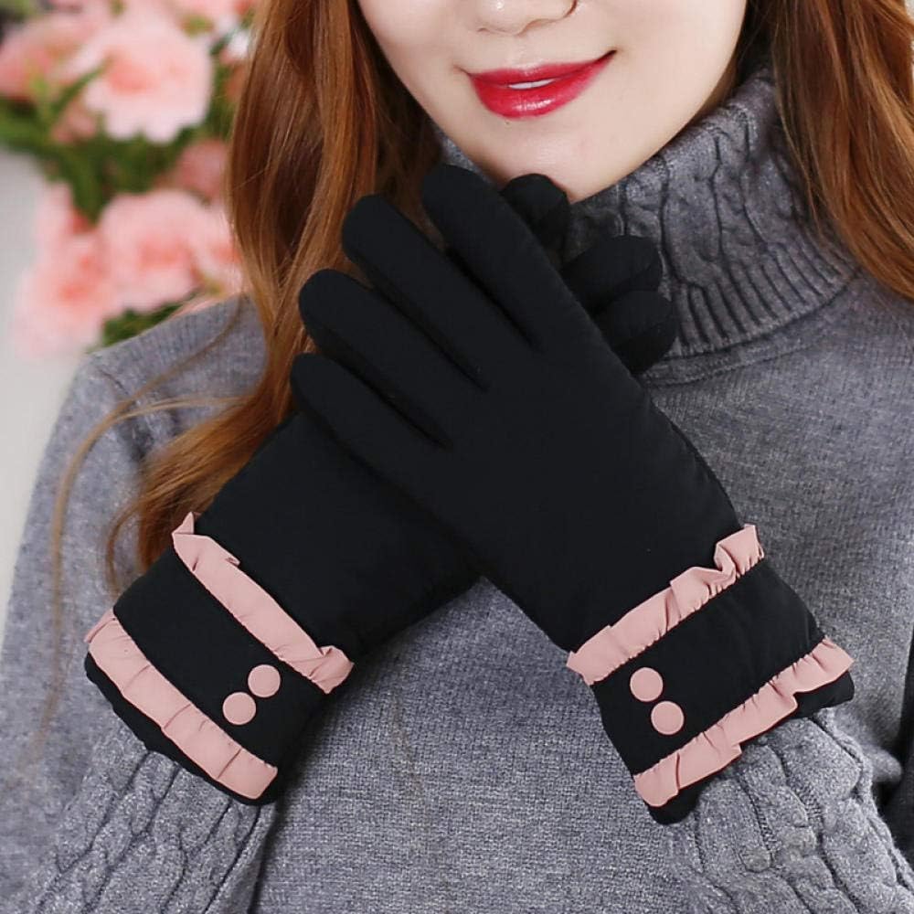 1 pair of velvet padded gloves winter ladies warm glovesElegant black