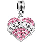 LaBenie Dangle Pink Crystal Wrestling Charm Bead