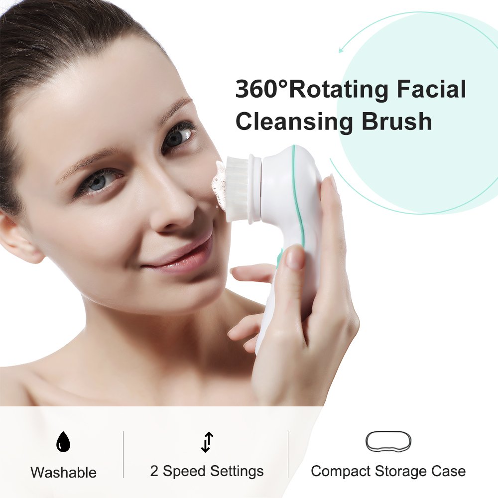 TOUCHBeauty Brosse de Nettoyage Visage Rotary 360 Brosse PBT avec Socle Pratique,Nettoyant Etanche pour Visage & Corps,avec 2 Vitesses TB-0759AN