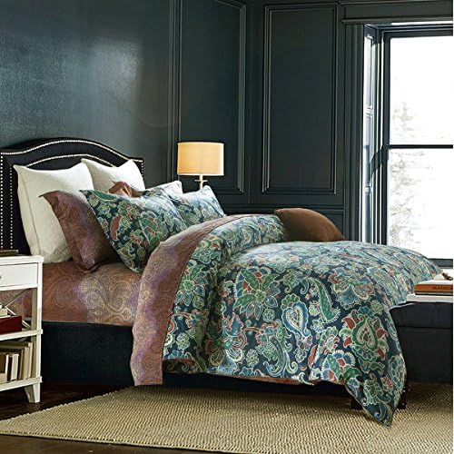 Maximize YFP-114 4-Piece Bed Sheet Set, 100% Pure Cotton with 200 Thread Count, Twill Woven, Printed Paisley Patterns, Wrinkle, Fade &amp; Stain Resistant, Queen Size