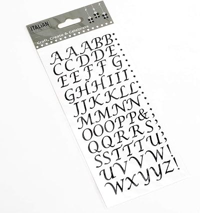 Italian Options 15mm Script Black Glitter Self Adhesive Alphabet Letters Craft