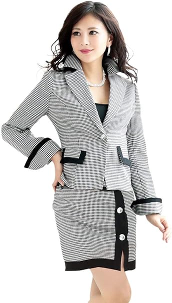 Amazon Ryuyu リューユ キャバ スーツ キャバスーツ 大きいサイズ コンパニオン 制服 ママ スーツ フォーマル 式 Belsia 大きいサイズ 千鳥柄 15号 タイトスーツ M 130 千鳥柄 501 スカートスーツ 通販