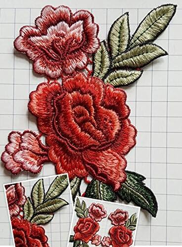 ふく福 薔薇 刺繍アイロンアップリケワッペン花 スパンコールモチーフ 2枚 赤 B06zywzjnl 245円