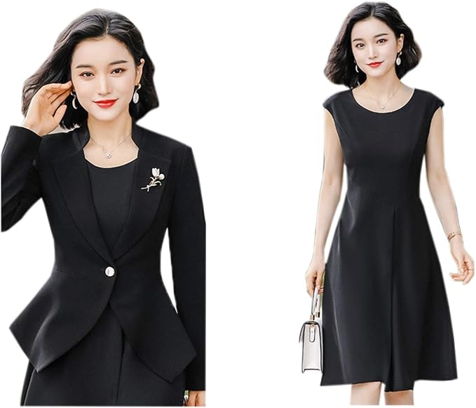 Amazon Wslcn レディース セットスーツ 洋服 2点セット ジャケット ワンピース スーツ おしゃれ セットアップ スリム レジャー スーツ フォーマル カジュアル 通勤 事務服 ビジネス用 卒業式 面接 大きいサイズ スカートスーツ 通販