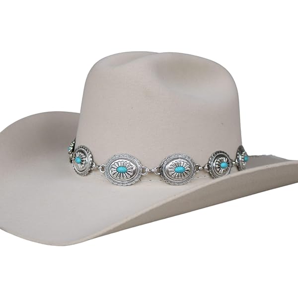 Turquoise Concho Hat Band Lace Pattern Filigree Bolo Slide  display picture 2