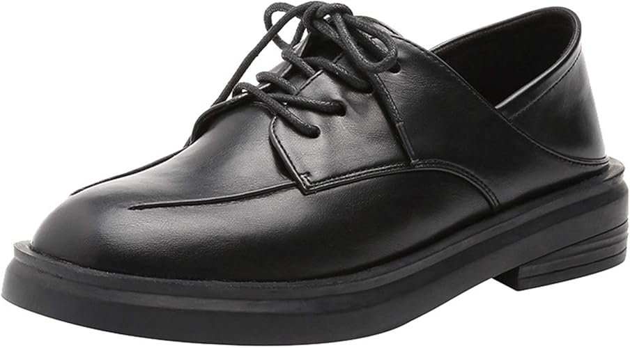 Amazon ブウケ オックスフォードシューズ レディース おじ靴 レースアップシューズ 2way 革靴 厚底 カジュアルシューズ レースアップ 走れる 黒 ローヒール マニッシュ パンプス バロック風 イギリス風 かかと踏める 学生靴 通学 ブウケ レースアップ