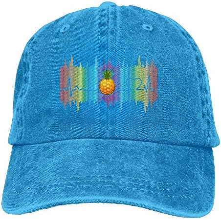 AOSHICO Heartbeat Pineapple Plain Washed Dad Solid Cotton Polo Style Baseball Cap Hat RoyalBlue