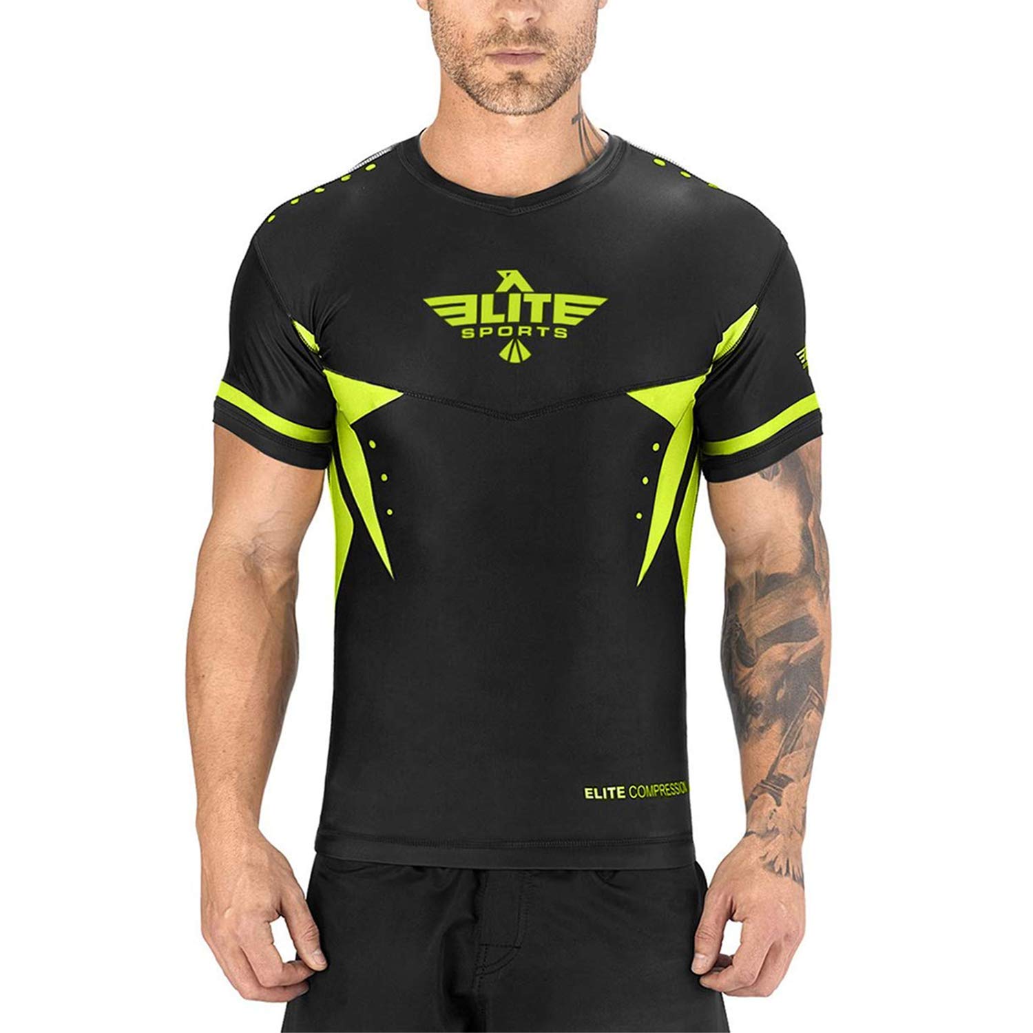 Elite Sports BJJ MMA No-Gi Mens Rash Guard for Men, Best BJJ Ranked Short Sleeve Rashguards