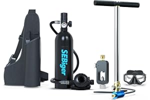 SEBiger S400plus Mini Scuba Tank 1.0L Portable Mini Diving Tank Reusable Pony Bottle Up to 20 Minutes Diving Air Tank Kit Diving Oxygen Cylinder for Underwater Exploration Rescue