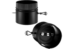 Pelopy 6 Inch Stove Pipe Damper Kit with Cast Iron Double-Wall Stovepipe Stainless Steel Damper Wood Burning Stove Top Connecting Adapter for Stoves Flue Outlet for Heating System