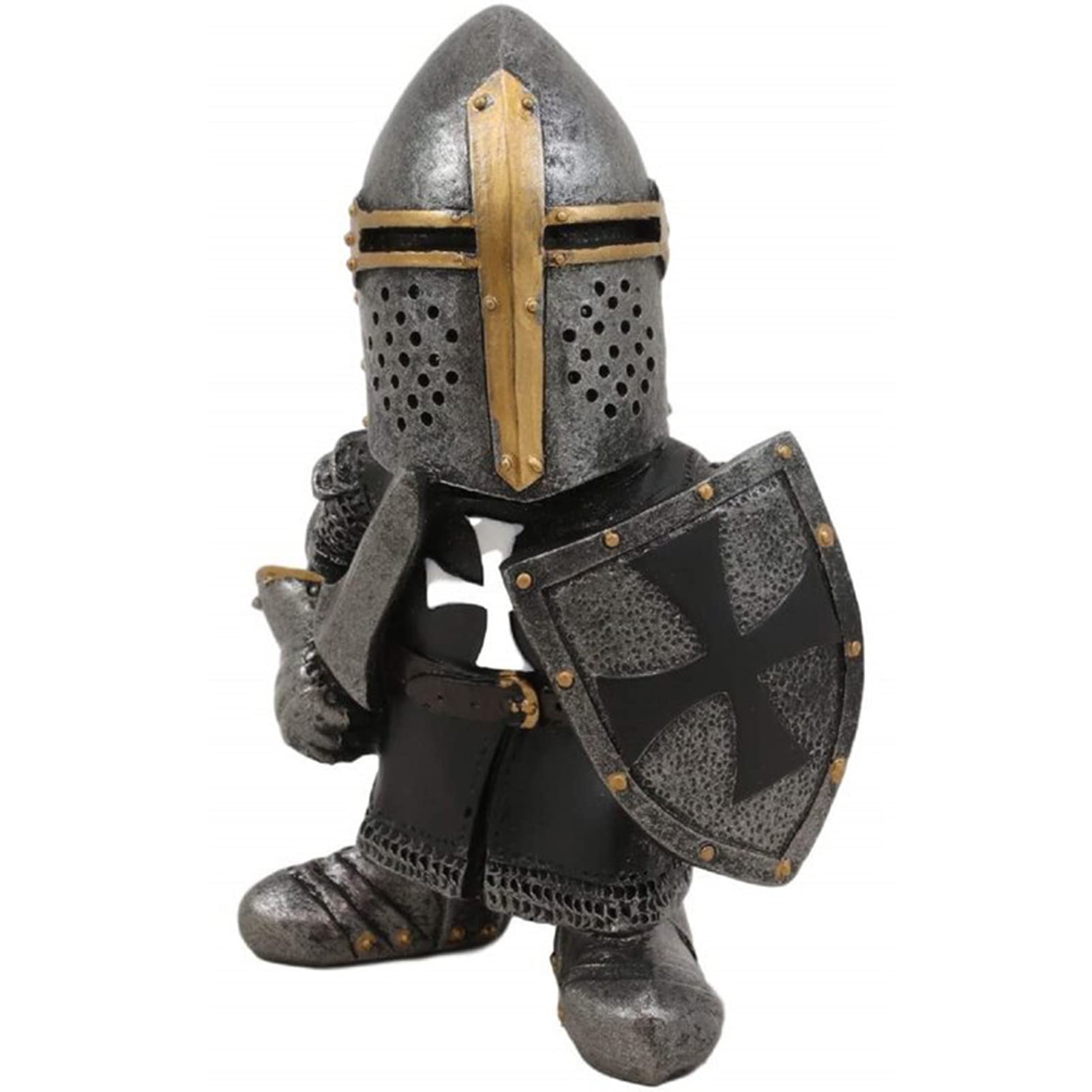 Adove Knight Garden Gnome Guard Figurines, Resin Medieval Knight Armor Gothic Statue Funny Military Ornaments Outdoor