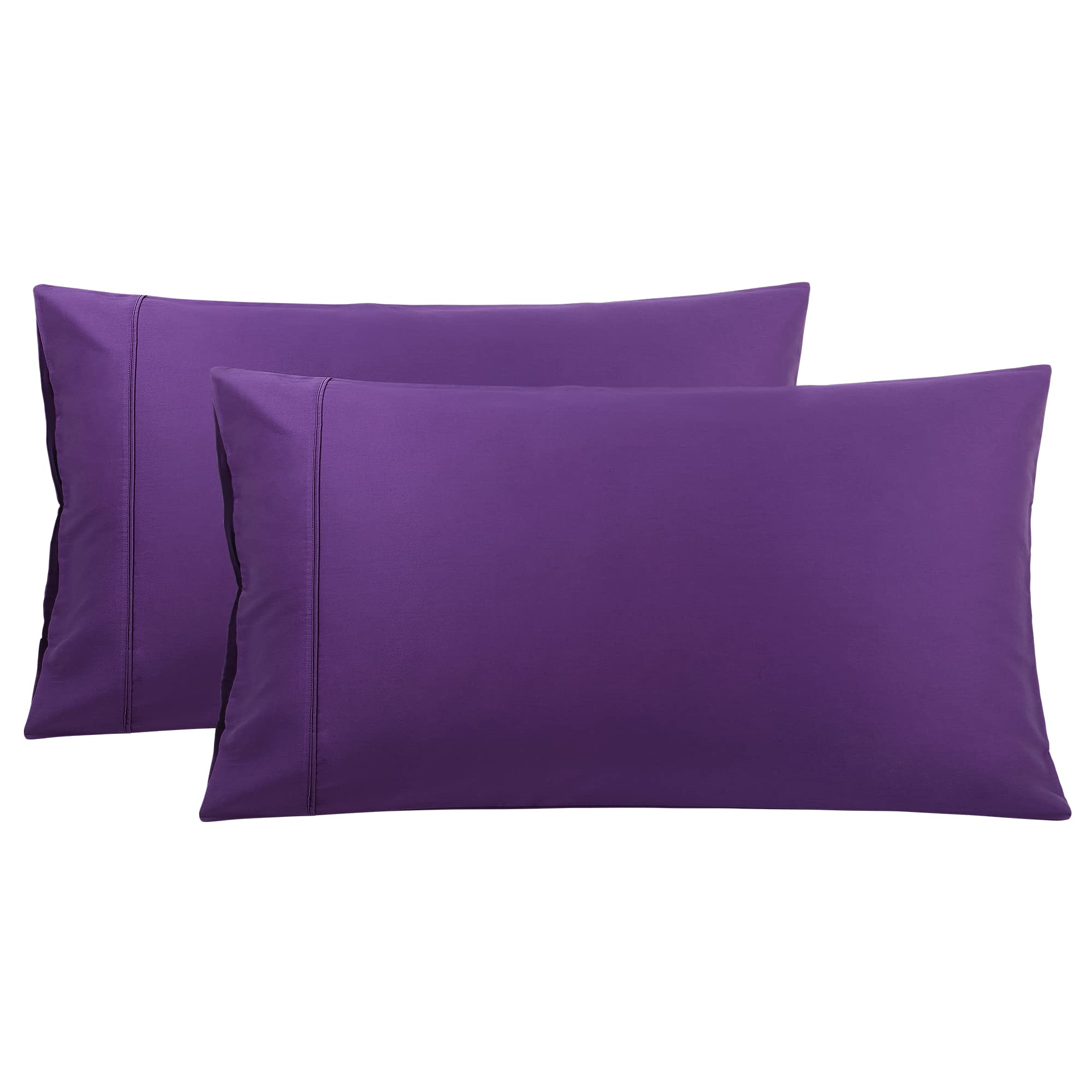 PiccoCasa Pillowcases 2 Pack Cotton Pillow Cases with Zipper Closure Soft & Comfortable Pillow Cases 50x90cm Grape