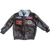 OYSTERBOY Youth A-2 A2 Bomber Jacket Aviation Pilot Military PU Leather Coat for Kids Boys